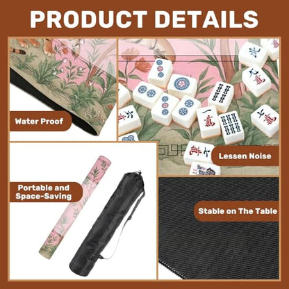 Mahjong Mat 31.5" x 31.5" Print Peonies Trees Bamboo Palms Tigers Chinoiserie Style Non-Slip Noise Reduction Mahjong Tiles Table Cover for Dominoes Poker Card Board and Tile Games - color: Color2