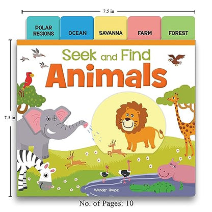Seek And Find - Animals : Early Learning Board Books With Tabs