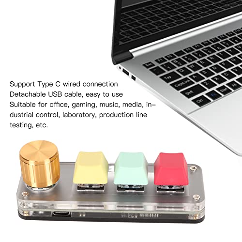 Dilwe 3-Key Mechanical Gaming Keyboard, Programmable One-Handed Macro Keypad with Knob, DIY RGB Wired Office Keyboard for Gaming (148 Characters) - color: Colorful