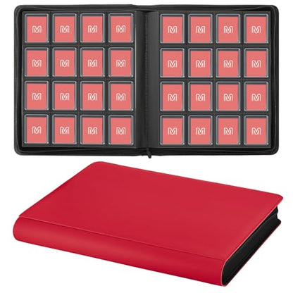 16 Pocket Toploader Binder,Holds 640 TopLoaders (16Red) | Top Loader Binder for 3" x 4"Rigid Cards,Sleeves Card Collection Binder,20 Double Sided Pages with Trading & Sports Holder - color: 16Red