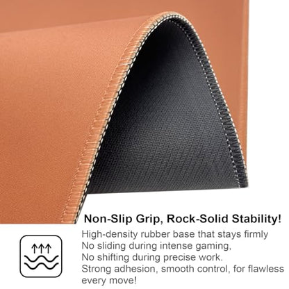 Large Gaming Mouse Pad, Non-Slip Rubber Base, [27.5x11.8IN] Computer Desk Mat for PC, Mac, Laptop - Stitched Edges and Smooth Surface for Office, Home, Work-70x30 BrownJ - color: 70x30 BrownJ