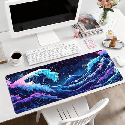 Gaming Mouse Pad, Desk Mat for Keyboard and Mouse, Large Mouse Pad for Desk, Computer Mousepad - color: Japanese Waves 2