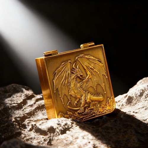 7-in-1 Metal Spinner DND Dice Set subitable for Dungeons & Dragons – Pocket Flip Rotating Dice with D4 D6 D8 D10 D12 D20 D% – Gaming Accessory with Magnetic Iron Box（Gold） - color: Gold