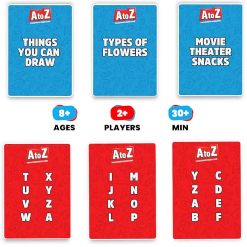 Viral Studios A to Z – Fast-Paced Word Game for Families & Game Nights – Race the Timer, Flip Letters & Shout Answers – Fun Card Game for Kids, Teens & Adults, Ages 8+, 2+ Players