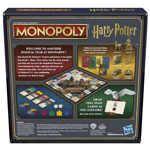 Hasbro Gaming Monopoly Harry Potter Edition Board Game | A Magical Adventure at Hogwarts | Ages 8 and Up | 2 to 6 Players | Family Games | Gifts for Kids and Adults