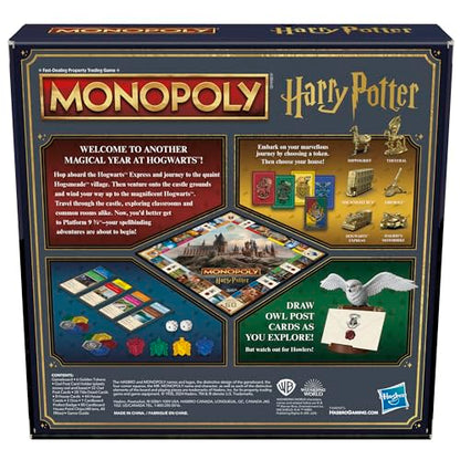 Hasbro Gaming Monopoly Harry Potter Edition Board Game | A Magical Adventure at Hogwarts | Ages 8 and Up | 2 to 6 Players | Family Games | Gifts for Kids and Adults