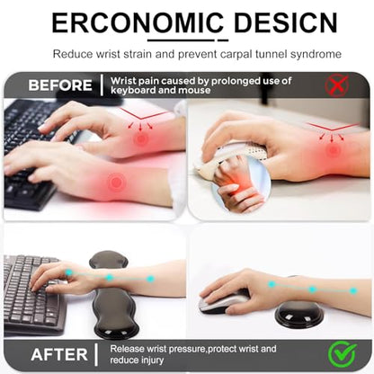 L-SPOUTTO Black Checkered Mouse Pad Set,Scalloped XXL Desk Mat + Ergonomic Mouse Wrist Rest + Gel Keyboard Wrist Rest for Keyboard 65%/75%,3in1 Large Desk Pad for Desktop Home Office Computer Game - color: Black Checkered