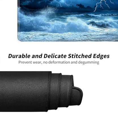 Blue Sky with Lightning for MTG & TCG Playmat Mouse Pad,BFDHGQZC 24" x 14" Game Mat for MTG/RPG/CCG Trading Card Game Playmats Table Mat Perfect for Card Games Video Games Computer Office - color: Blue Sky With Lightning