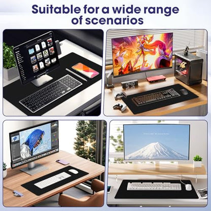 Large Extended Mouse Pad with Stitched Edges 35.4"x15.7" - Waterproof Desk Mat, Non-Slip Rubber Base for All-Desk Coverage, Perfect for Gaming Office Home, Black