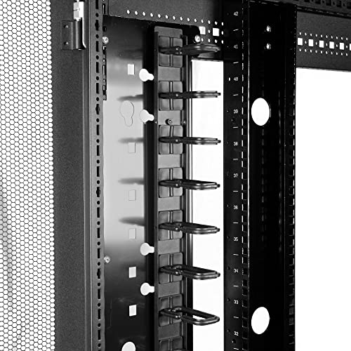 StarTech 20U Vertical Server Rack Cable Manager, D-Ring, 2.8ft (CMVER20UD) | Network rack cord manager panel, D-ring hooks, 2.8ft (0.85m) wire organizer, Improves airflow and passive cooling, Steel - style: 20U Vertical