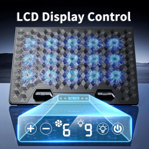 AICHESON Gaming Laptop Cooling Pad with 15 Cooler Fans, RGB Ultimate Computer Stand Base with Silent Fans for 15-18 Inch Laptops, Blue LED Lights - color: RGB