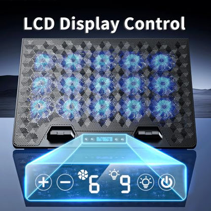 AICHESON Gaming Laptop Cooling Pad with 15 Cooler Fans, RGB Ultimate Computer Stand Base with Silent Fans for 15-18 Inch Laptops, Blue LED Lights - color: RGB