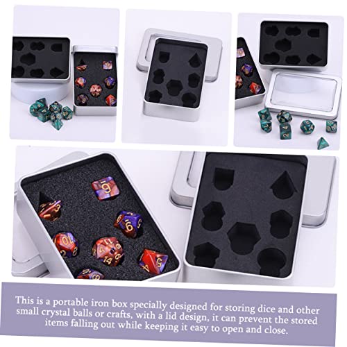 Metal Dice Storage Box with Foam Liners Portable Rectangular Tin Case for Dice Lightweight Organizer for RPG and Board Games