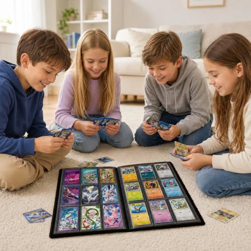 Trading Card Binder, 9 Pocket 20 Pages 360 Cards, Suitable for MTG, TCG(Black) - color: Black