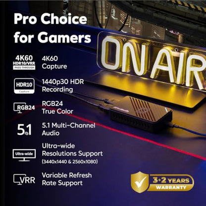 AVerMedia 4K HDMI Capture Card, USB Game Capture Card for Streaming and Recording with True Low Latency on PS5/Pro, Xbox, Switch 2, PC on Twitch, OBS, for Win11, Mac-GC553Pro Live Gamer Ultra S Black