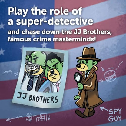 Trefl Spy Guy USA Cooperative Detective Game, Family Board Game, Huge Cartoon Board, US Monuments and Symbols, for Adults and Children Aged 5 and Over