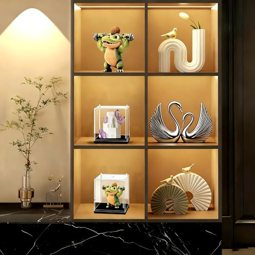 Clear Geodes Rocks Display Case,Minifigure Display Case Single Plastic Small Action Figure Storage Box for Small Collectibles Tabletop Decor (3*3*3in) - size: 3*3*3in