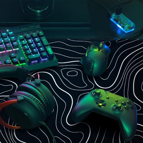 Mouse Pad Gaming Mousepad, 31.5 x 11.8in Large Desk Mat Keyboard Pads Extend Long XL Mouse Mat with Non-Slip Base Desk Accessories for Home Office Keyboard Mouse (Black Topographic) - color: Black Topographic