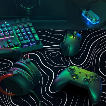 Mouse Pad Gaming Mousepad, 31.5 x 11.8in Large Desk Mat Keyboard Pads Extend Long XL Mouse Mat with Non-Slip Base Desk Accessories for Home Office Keyboard Mouse (Black Topographic) - color: Black Topographic