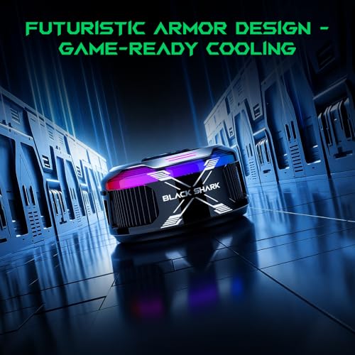 Black Shark Magnetic Phone Cooler 6 Pro – Smart Display, Magnetic Ring Plate, Addressable RGB LEDs, App-Controlled Cooling Fan for iPhone MagSafe, Android & iPad – Gaming, Streaming & Photography