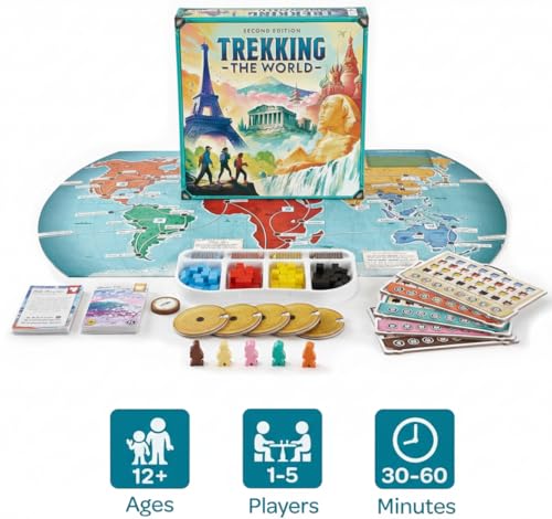 Underdog Games Trekking the World 2nd Edition - Award-Winning Board Games for Kids & Adults Ages 12+ - Easy-to-Learn Strategy Journey for Globetrotters, Perfect for Family Game Night & Educational Fun