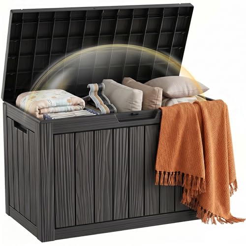 EFU Outdoor Storage Box 60 Gallon Deck Box, Waterproof Resin, Black | (Indoor & Outdoor) Lockable UV Resistance Storage Bin, Storage Box for Outdoor, Patio Storage - color: Black, size: 60 Gallon