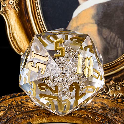 55mm 20 Sided DND Dice, Giant D20 D&D Polyhedral Dice Large D20 with Die Gift Box for Dungeons and Dragons, RPG Table Games (Transparent Bubbles) - color: Transparent Bubbles