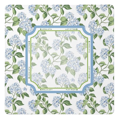 UTELKA Hydrangea Mahjong Mat, Blue Mahjong Mat with Rules 31.5 Inch | Mahjong Lovers Gifts, Summer Rubber Mahjong Table Cover, Blue and White Mahjong Game Pad, Mahjong Accessories Supplies - color: Blue Hydrangea