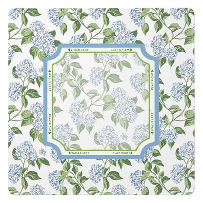 UTELKA Hydrangea Mahjong Mat, Blue Mahjong Mat with Rules 31.5 Inch | Mahjong Lovers Gifts, Summer Rubber Mahjong Table Cover, Blue and White Mahjong Game Pad, Mahjong Accessories Supplies - color: Blue Hydrangea