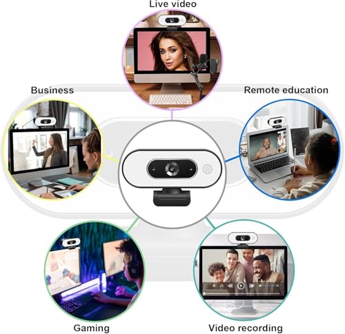 1080P USB Camera Compatible with Switch 2/PC/Mac/Laptop | Ring Light & 3-Level Brightness - Streaming Camera with Built-in Mic, Tripod & Plug&Play for Zoom/Skype/Facetime - color: Black-02