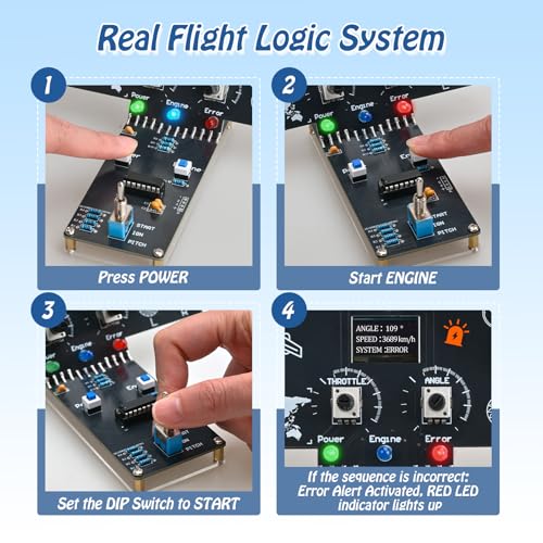 PEMENOL DIY Flight Simulator Soldering Kit, Build an Interactive Electronics Project with LCD Display, Sound Effects & LED Lights, STEM Learning Kit for Teens, Students & School Projects