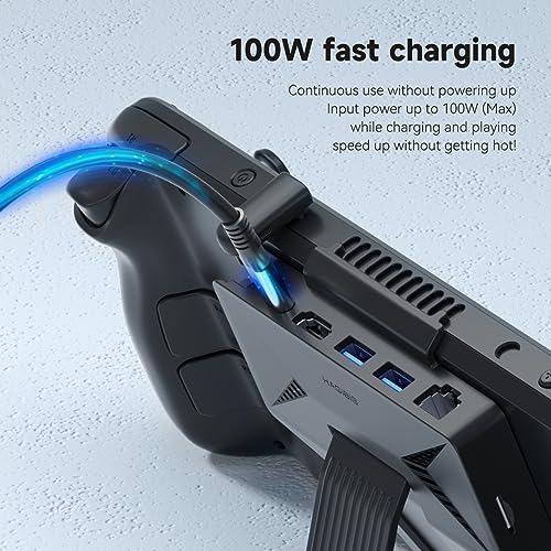 Hagibis Steam Deck Docking Station, 6 in 1 USB-C Dock Stand for SteamDeck OLED with 100W Power Delivery, 4K@60Hz HDMI, 1000Mbps RJ45,2 USB 3.0, Micro SD Card Reader, Portable USB Hub Kickstand