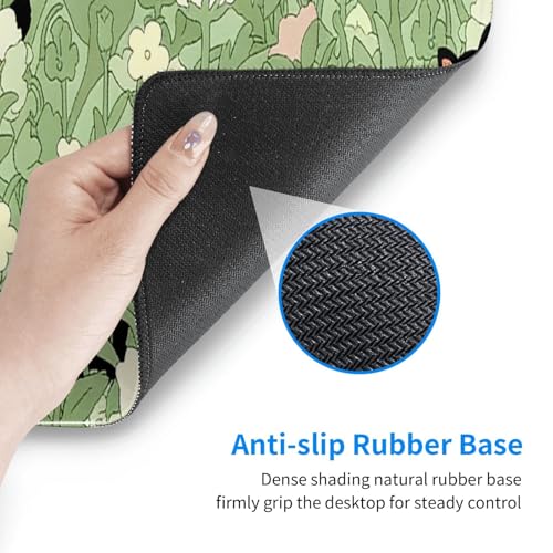 Large Gaming Mouse Pad Desk Mat, Kawaii Black Cat and Floral Extended Keyboard Mouse Pad Mousepad with Non-Slip Base and Stitched Edge Mouse Mat Desk Pad Mouse Pads for Desk Home Office, 31.5 x 11.8 - color: Kawaii Black Cat