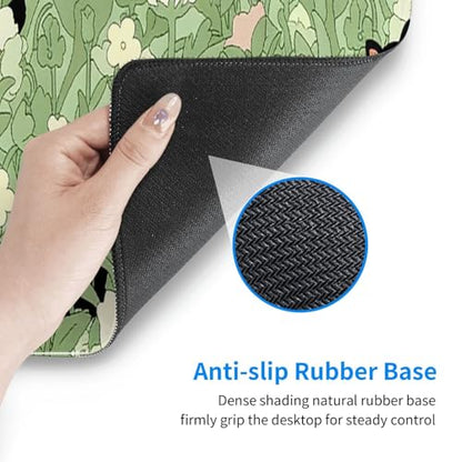 Large Gaming Mouse Pad Desk Mat, Kawaii Black Cat and Floral Extended Keyboard Mouse Pad Mousepad with Non-Slip Base and Stitched Edge Mouse Mat Desk Pad Mouse Pads for Desk Home Office, 31.5 x 11.8 - color: Kawaii Black Cat
