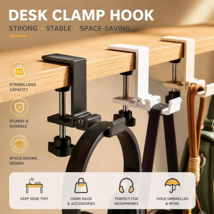 JAKO Aluminum Alloy Headphone Stand for Desk, Foldable Headphone Holder - Headset Stand Hook Mount, PC Gaming Headset Holder Under Desk Clamp for Office, Computer, Student Class Table, Handmade Table - color: Grey
