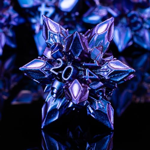 DND Dice Set Metal,Polyhedral D&D Metallic Heterotypic D and D Dice with Cracks for Dungeons and Dragons RPG TTRPG 7-Die Set with Gift (Heterotypic, Heterotypic-Blue) - color: Heterotypic-blue, style: Heterotypic