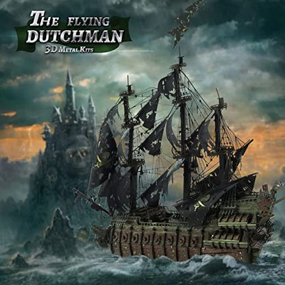 Piececool 3D Puzzles with DIY Tool Sets, Flying Dutchman Pirate Ship Model Building Kits, Difficult 3D Metal Puzzles for Adults, Great Christmas Birthday Gifts - color: Flying Dutchman Ship with Tool