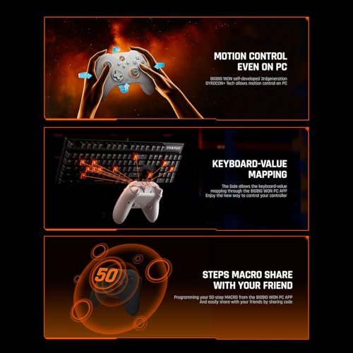 PC Controllers, BIGBIG WON Gale Hall Wireless Controllers, Motion Control, Hall Joysticks&Triggers, 3 Pairs of Thumbsticks, PC App Game Controllers for Switch/Switch2/iOS/Android Wireless Gaming Controller - color: 3.Gale Hall-Grey
