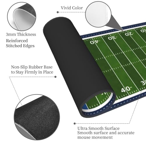 Football Field Gaming Mouse Pad, Extended Large Desk Mat (31.5 x 11.8 in), Non-Slip Rubber Base & Stitched Edges, Waterproof Mousepad for Office, Gaming, Work - color: 25