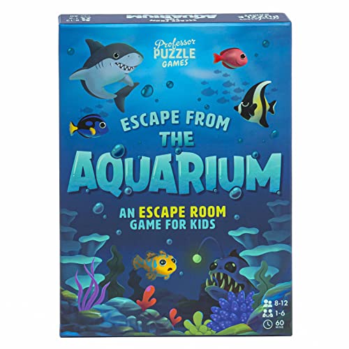 Professor Puzzle: Escape from The Aquarium - Escape Room Game, 11 Logic-Number-Observational Puzzles, Co-Op Underwater Adventure, Kids 8+, 1-6 Players