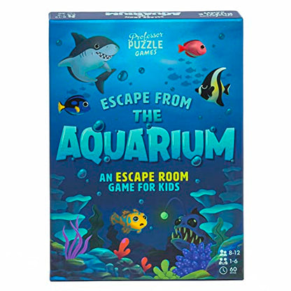 Professor Puzzle: Escape from The Aquarium - Escape Room Game, 11 Logic-Number-Observational Puzzles, Co-Op Underwater Adventure, Kids 8+, 1-6 Players