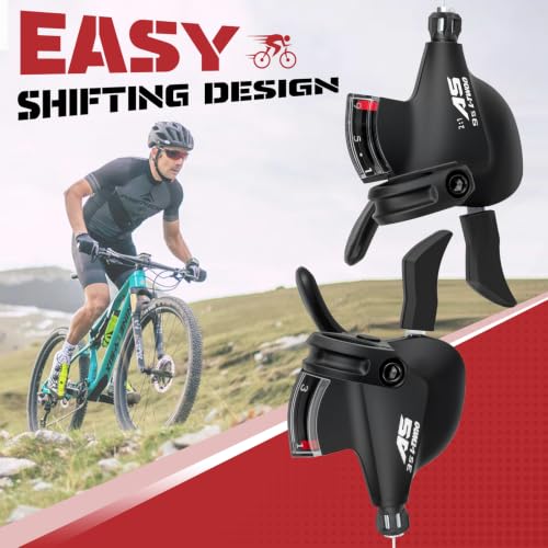 WEEROCK Bike Shifter Lever 27 Speeds 3X9 Thumb Gear Shift Lever for MTB | 2:1 Pull Ratio, Gear View Window, Smooth Shifting, for Mountain Bike, Touring Bike, Folding Bike, Flat-bar Road Bike - color: 3X9 Speed