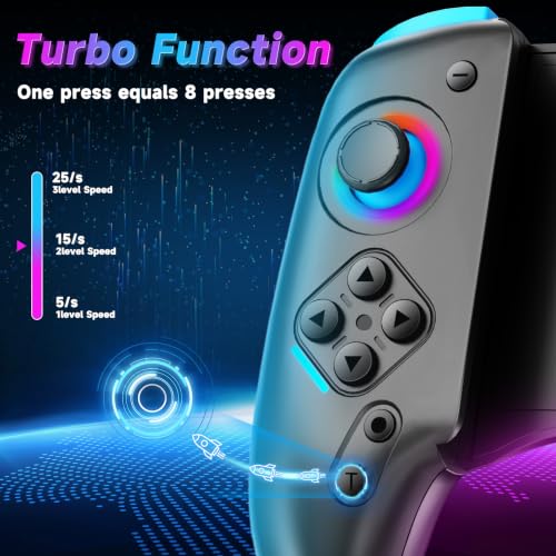 Switch 2 RGB Controller,9-Axis,Hall Effect Joysticks. an All-in-one Switch Controller Replacement, the Switch Pro Controller, with 6 Color RGB Lighting, Rapid fire, Macro Capabilities - color: RGB BLACK