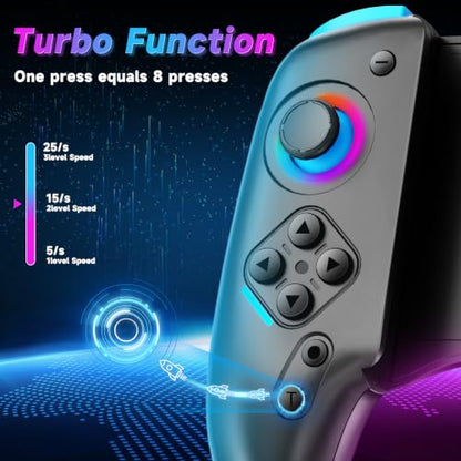 Switch 2 RGB Controller,9-Axis,Hall Effect Joysticks. an All-in-one Switch Controller Replacement, the Switch Pro Controller, with 6 Color RGB Lighting, Rapid fire, Macro Capabilities - color: RGB BLACK