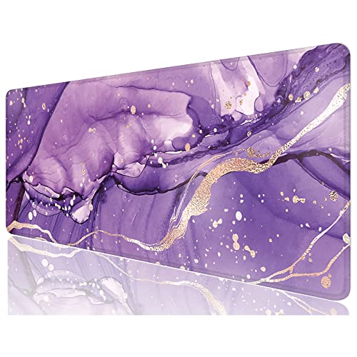 Desk Mat, 32" x 12" XXL Extended Large Gaming Mouse Pad, Desktop Decor Desk Pad, Cute Men Women Office Supplies and Accessories, XL Mouse Mat for Laptop & Keyboard, Purple Marble - color: Purple Marble, size: 32L x 12W inches