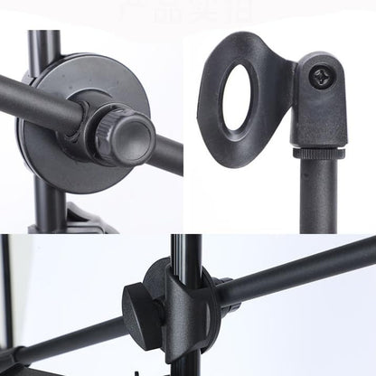 Live Streaming Stand with Microphone Crossbar Tray Storage Rack Fill Light Photo Taking Floor Standing Stand