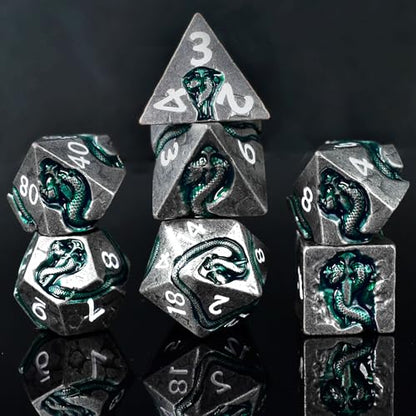 RULE DICE Serpent's Cunning DND Dice Set - Metal Dungeons and Dragons Dice for Players & DMS - Balanced Polyhedral D&D Dice, Unique D and D Gift for GMS and Players - color: Ld-antique Nickel