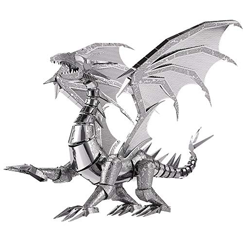 Piececool 3D Metal Puzzle Model Kits- Dragon Flame Metal Building Kit for Adults, Brain Teaser DIY 3D Dragon Puzzles Model Kits for Men, 115 Pcs - color: Silver