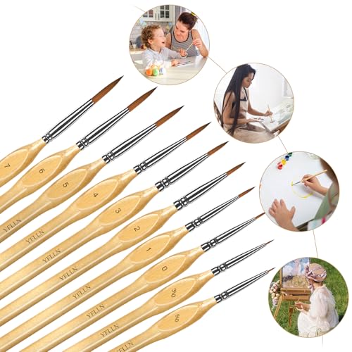 Miniature Paint Brushes Kit, Fine Detail Painting Brush Professional Tiny Paints Brush Set for Art Watercolor Oil Acrylic,Craft Models Rock Painting - size: 10PCS