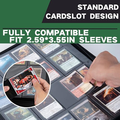 Extra Large 1000+ Pockets Trading Card Binder, 16-Pocket Card Ablum Compatible with MTG,Sports Cards & Other Standard Size Trading Cards (Green) - color: Green